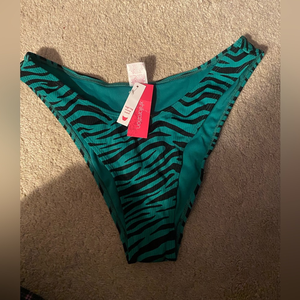 Xhilaration Teal green & Black Zebra Bikini Bottom